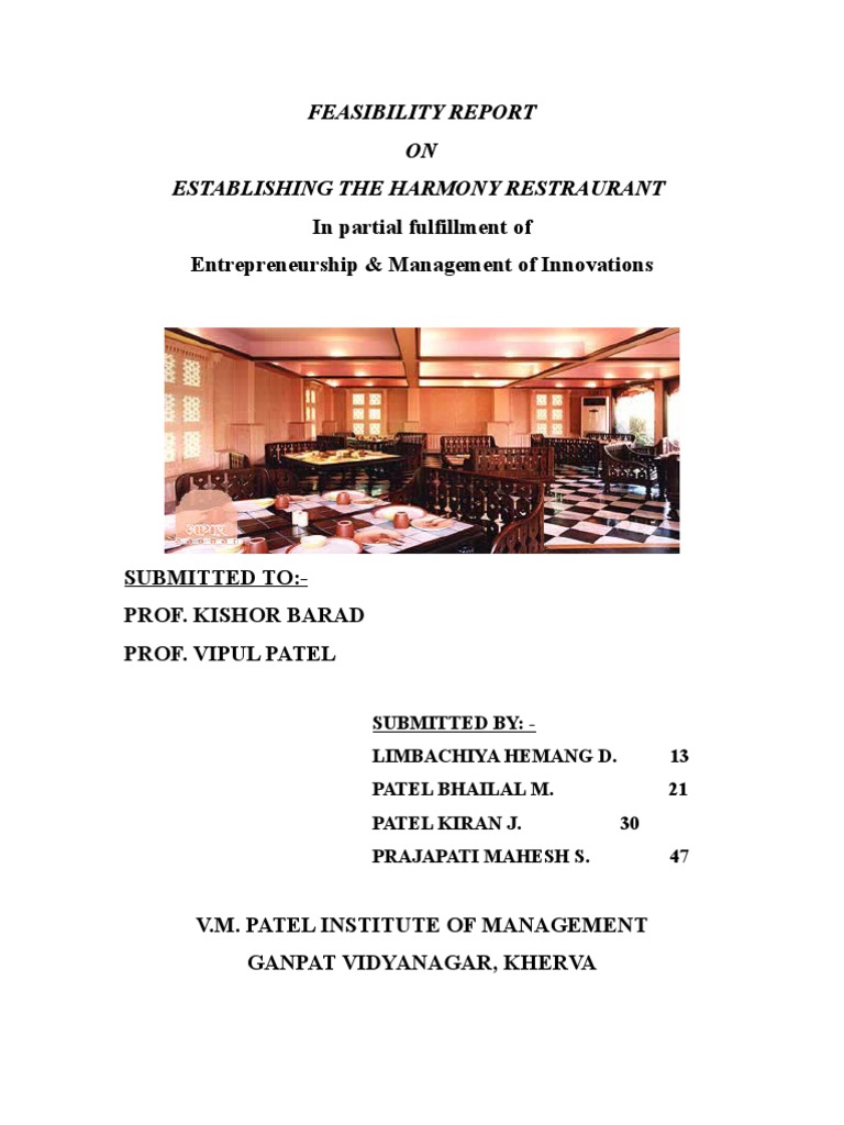 financial feasibility of restaurant feasibility study on establishing a restaurant